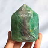 Snowflake Feather Fluorite Point Tower: Metaphysical Crystal Obelisk