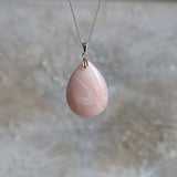 Pink Opal Pendant Necklace Sterling Silver for emotional healing