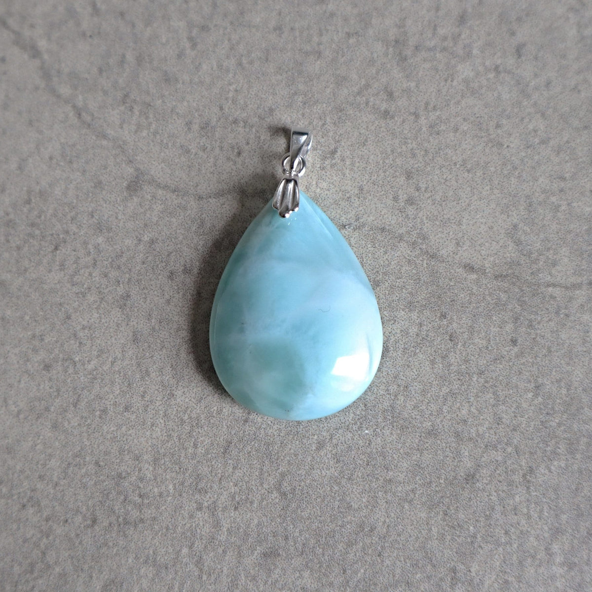 Larimar Pendant Necklace Sterling Silver Genuine Dominican Republic Larimar Calming Emotional Healing