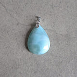 Larimar Pendant Necklace Sterling Silver Genuine Dominican Republic Larimar Calming Emotional Healing