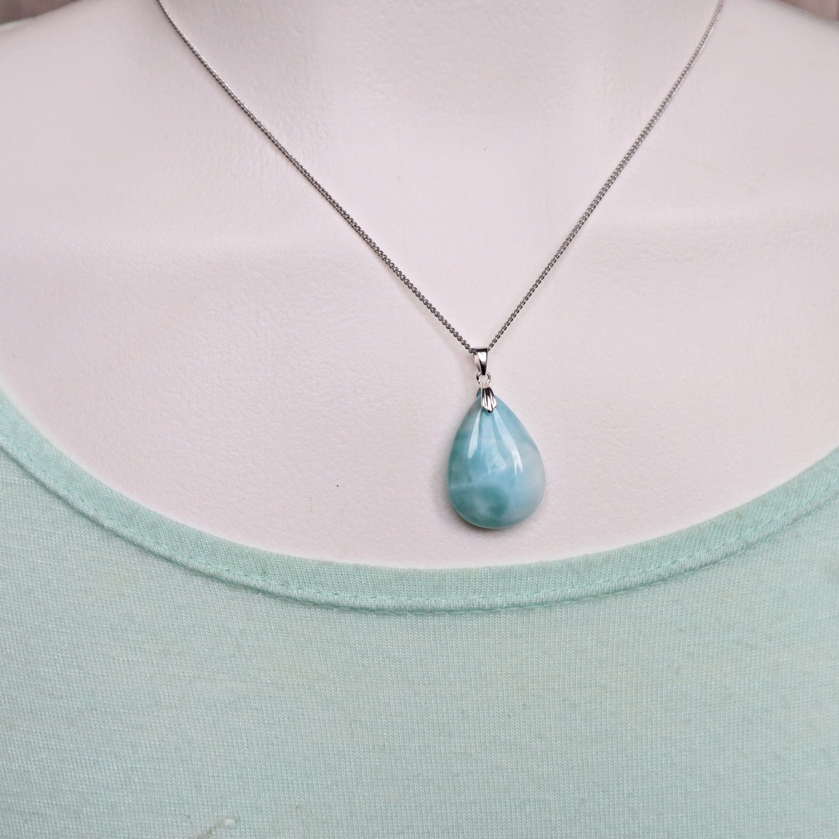 Larimar Pendant Necklace Sterling Silver
