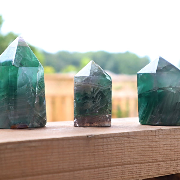 Snowflake Feather Fluorite Tower, Silk Fluorite Obelisk Point, FTF