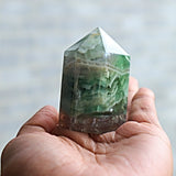 Snowflake Feather Fluorite Tower, Silk Fluorite Obelisk Point, FTF
