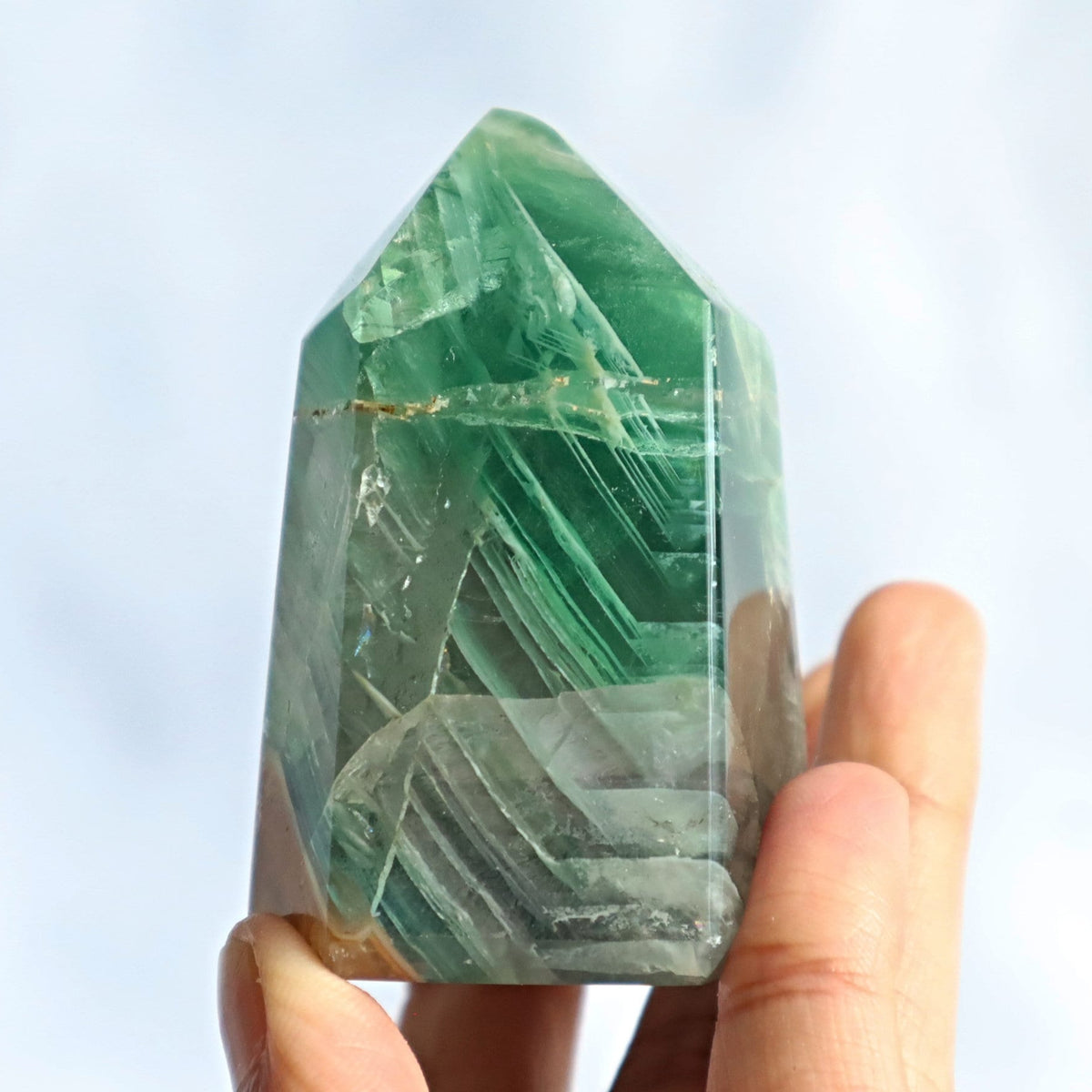 Silk Feather Fluorite Tower Point Obelisk