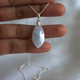 Blue Lace Agate Pendant Necklace Sterling Silver