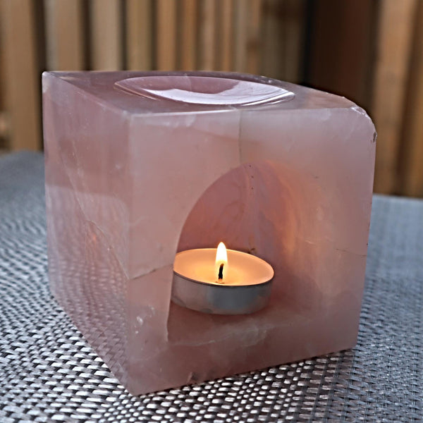 Rose Quartz Crystal Essential Oil Burner Diffuser for Aromatherapy