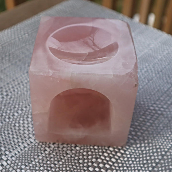 Rose Quartz Crystal Essential Oil Burner Diffuser for Aromatherapy