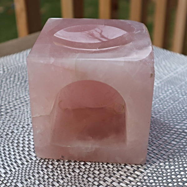Rose Quartz Crystal Essential Oil Burner Diffuser for Aromatherapy