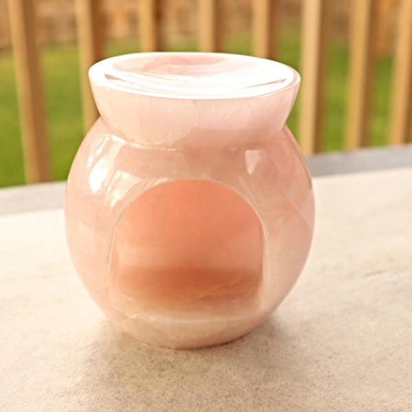 Rose Quartz Essential Oil Diffuser: Hand-Carved Crystal Aromatherapy Lamp