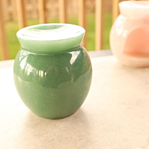Green Aventurine Jade Oil Burner Lamp | Crystal Diffuser for Prosperity Relaxation and Spiritual Decor