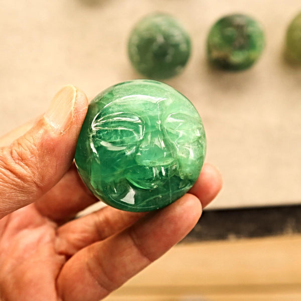 Fluorite sphere for third eye chakra and moon phase alignment