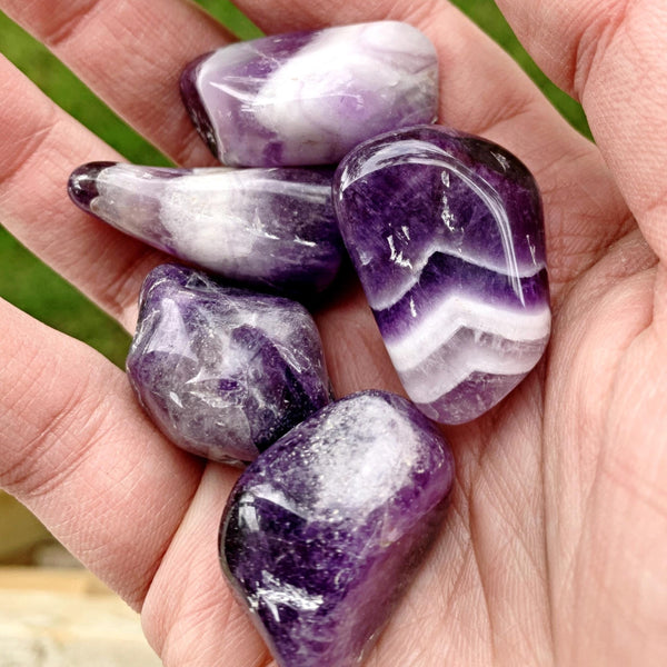 Chevron Amethyst Tumble | Healing Crystal for Calm & Intuition | Natural from Brazil