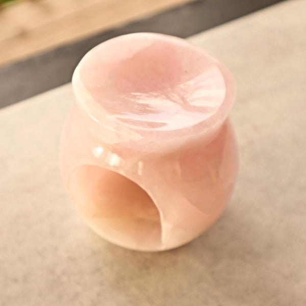 Rose Quartz Essential Oil Diffuser: Hand-Carved Crystal Aromatherapy Lamp