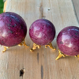 Ruby stone spheres for energy and chakra work