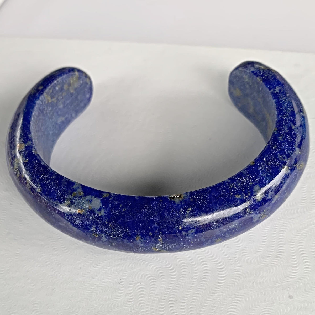 Wide Solid Lapis Bangle Bracelet with 3.5 inch opening for easy slide in