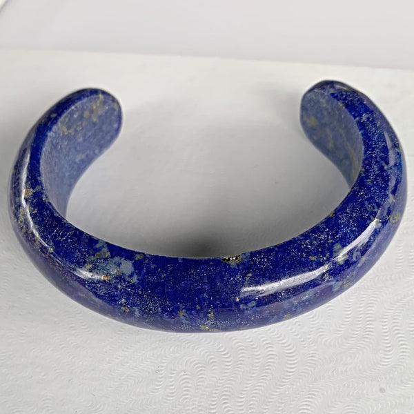 Wide Solid Lapis Bangle Bracelet with 3.5 inch opening for easy slide in