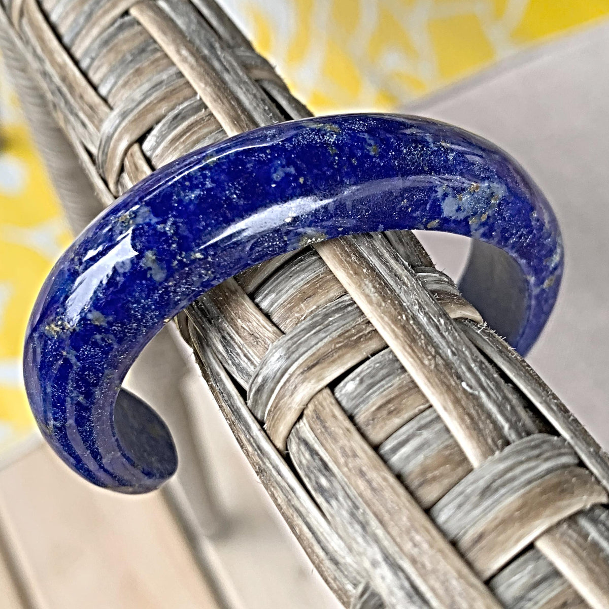 Lapis Bangle Bracelet with 3.5 inch opening for easy slide in