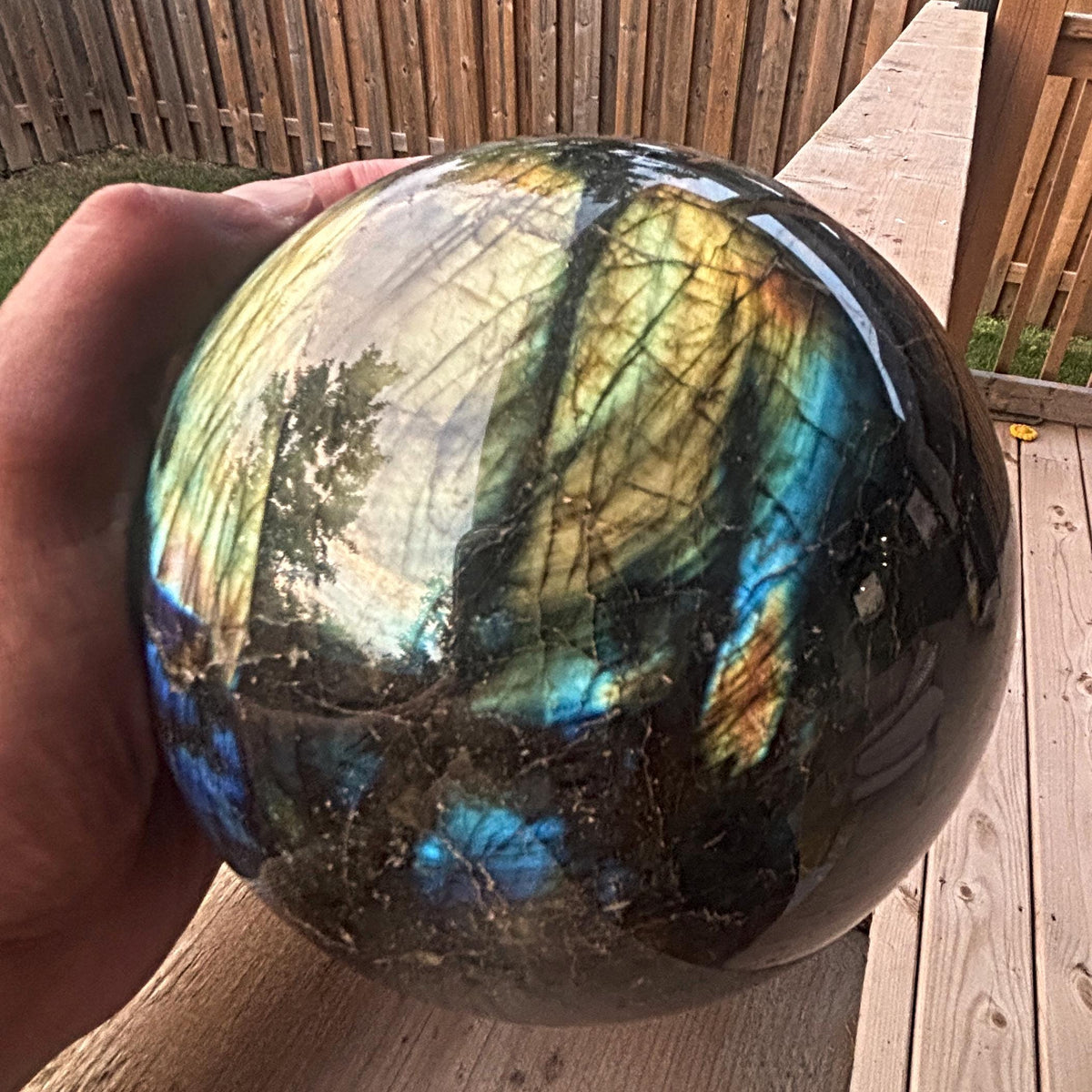 Large Flashy Labradorite Sphere for spiritual home decor