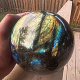 Large Flashy Labradorite Sphere for spiritual home decor