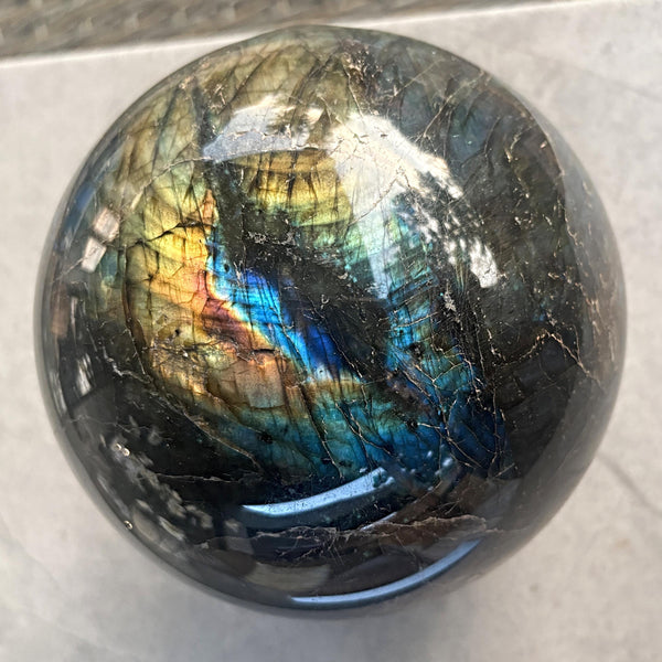 Spiritual labradorite sphere for aura protection and intuition