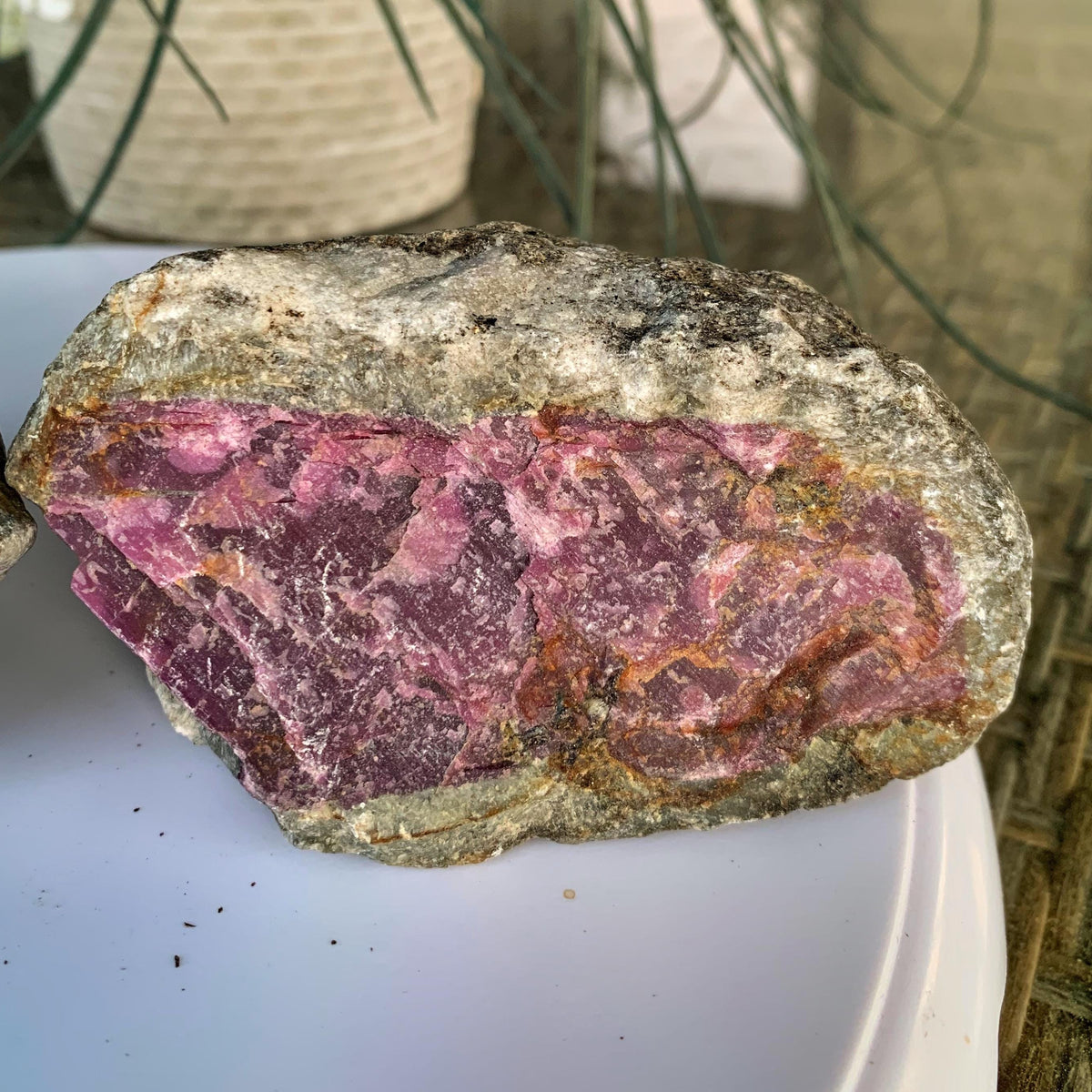 Close-up of unpolished ruby texture