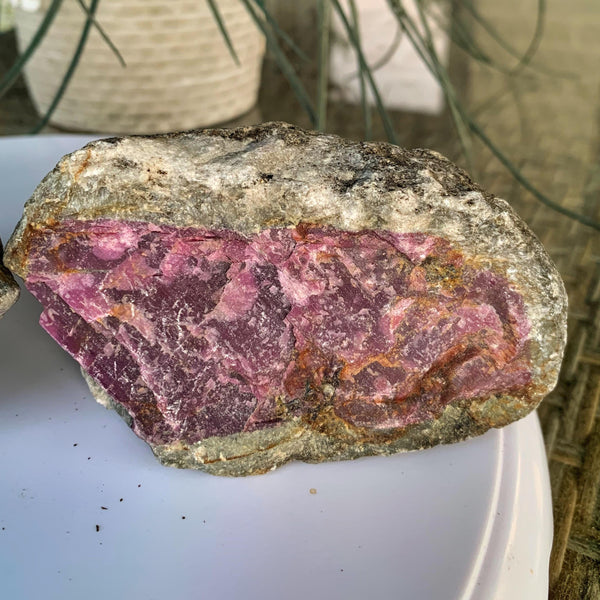 Close-up of unpolished ruby texture