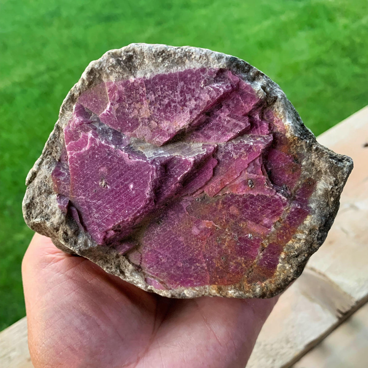 Close-up of unpolished ruby texture