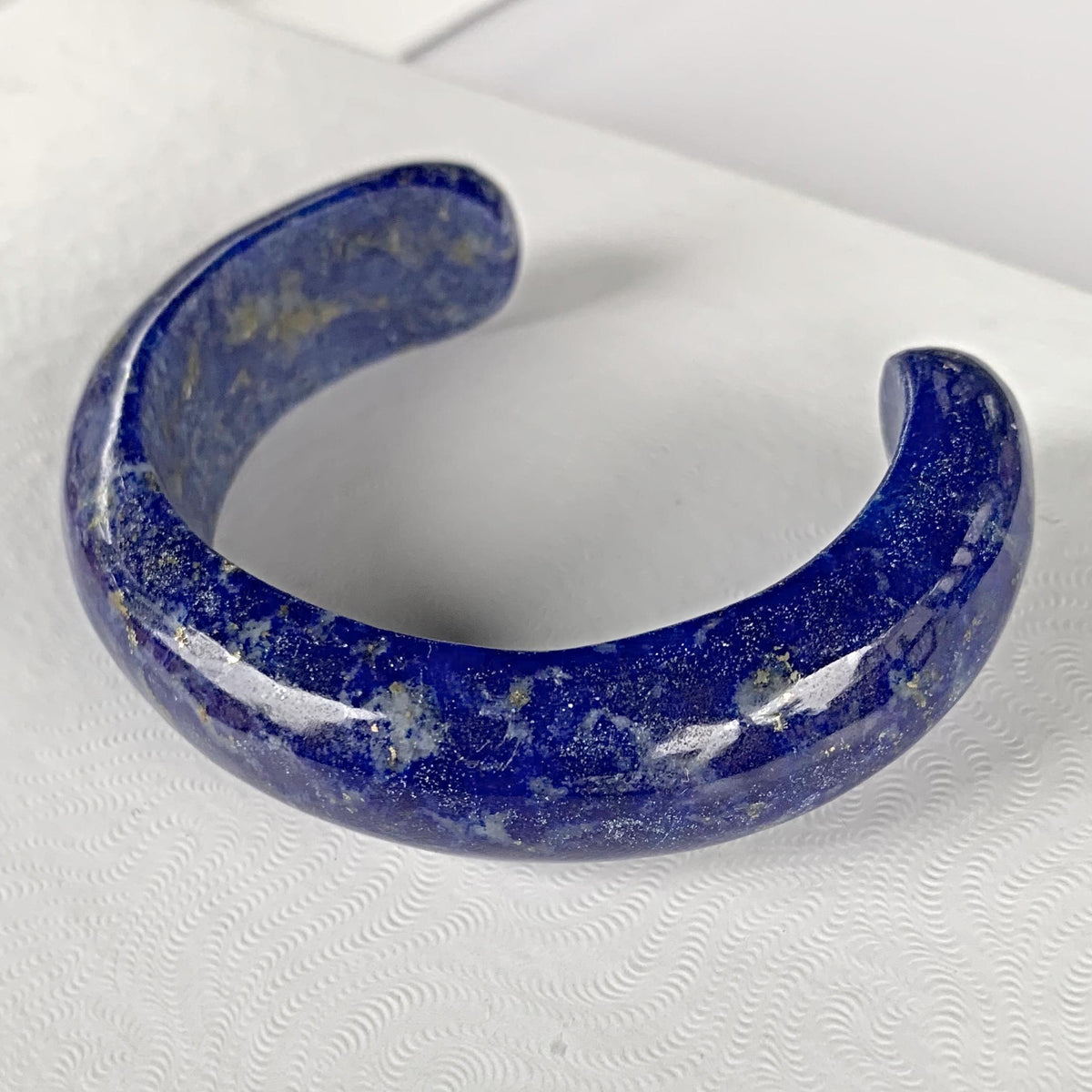 Lapis Bangle Bracelet with 3.5 inch opening for easy slide in