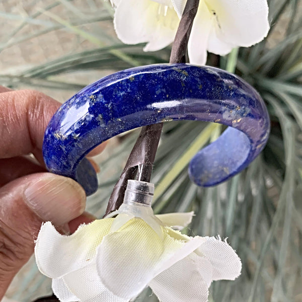 Lapis Bangle Bracelet with 3.5 inch opening for wrist to easily slide in