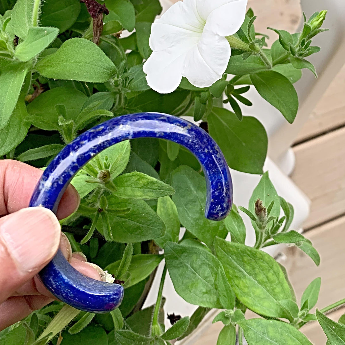 Lapis Bangle Bracelet with 3.5 inch opening for easy slide in