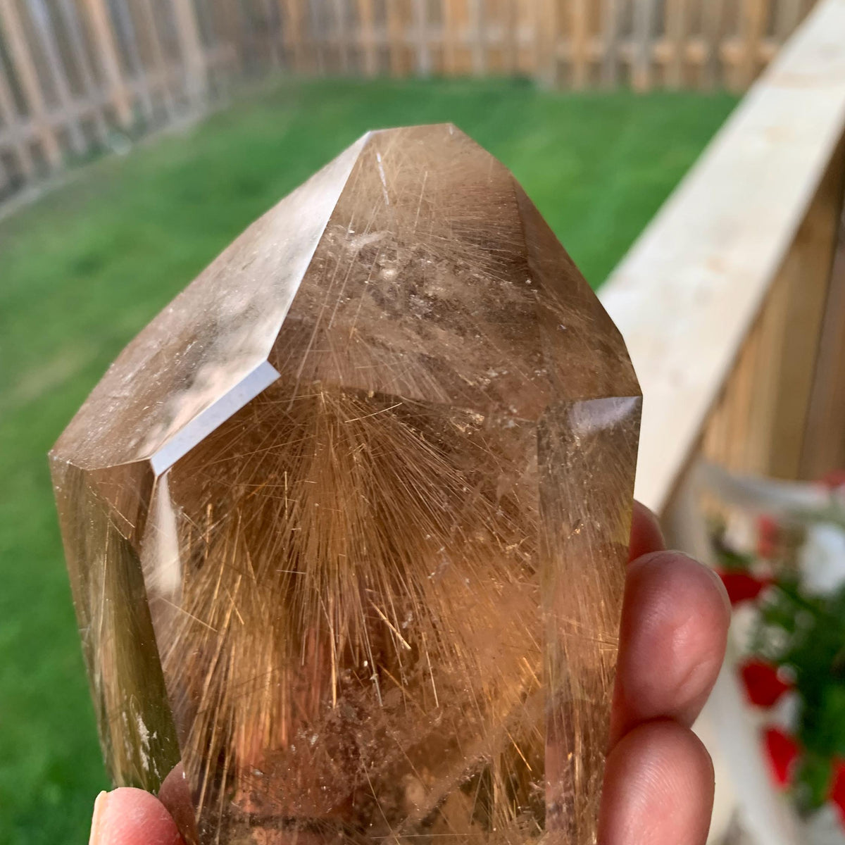 Healing smoky quartz point crystal
