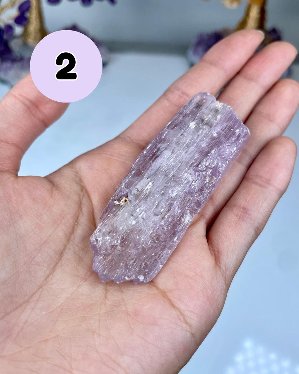 Etched Kunzite Crystal Specimen: Pink Healing Stone, Collector Mineral