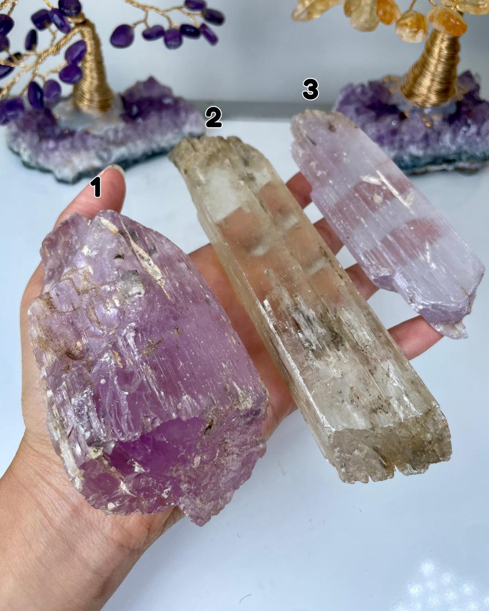 Etched Kunzite Crystal Specimen: Pink Healing Stone, Collector Mineral