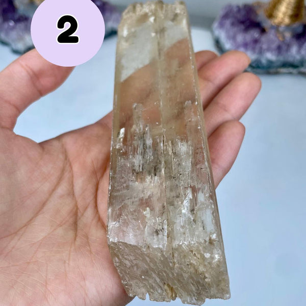 Etched Kunzite Crystal Specimen: Pink Healing Stone, Collector Mineral