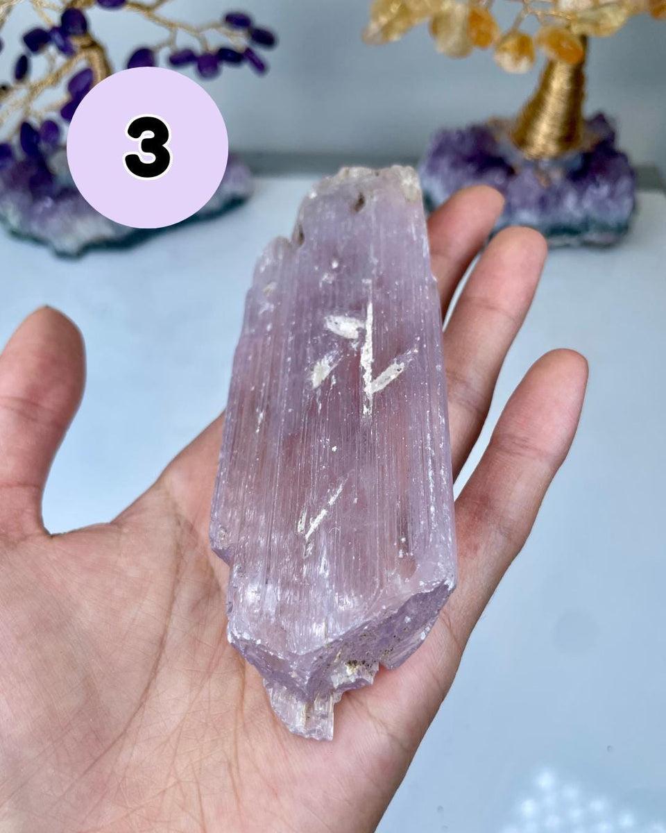 Etched Kunzite Crystal Specimen: Pink Healing Stone, Collector Mineral