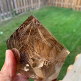 Natural smoky rutile crystal tower