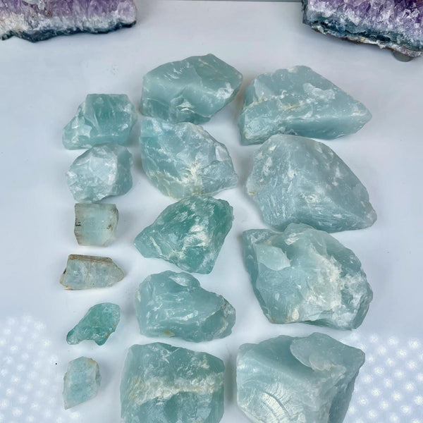 Raw Aquamarine Crystal: Natural Blue Beryl Stone for Calming Energy