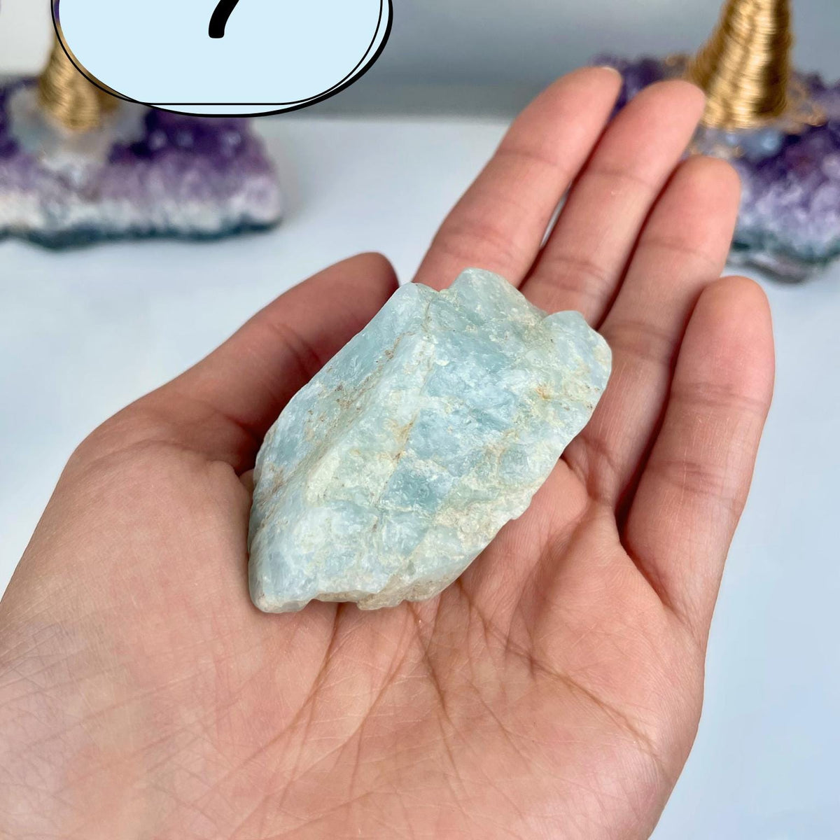 Raw Aquamarine Crystal: Natural Blue Beryl Stone for Calming Energy