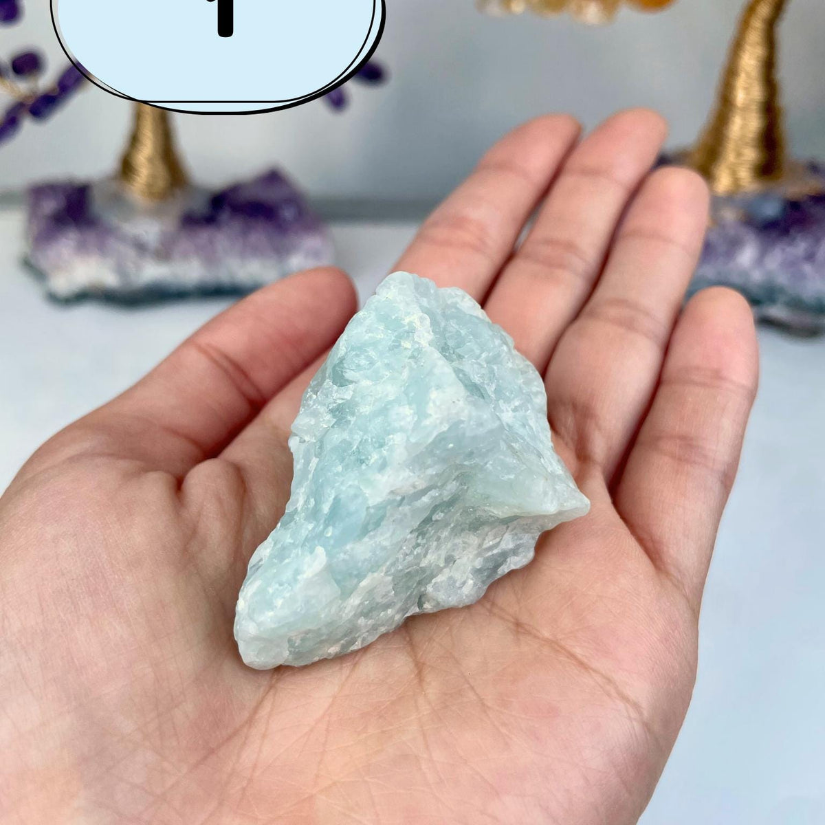 Raw Aquamarine Crystal: Natural Blue Beryl Stone for Calm & Communication