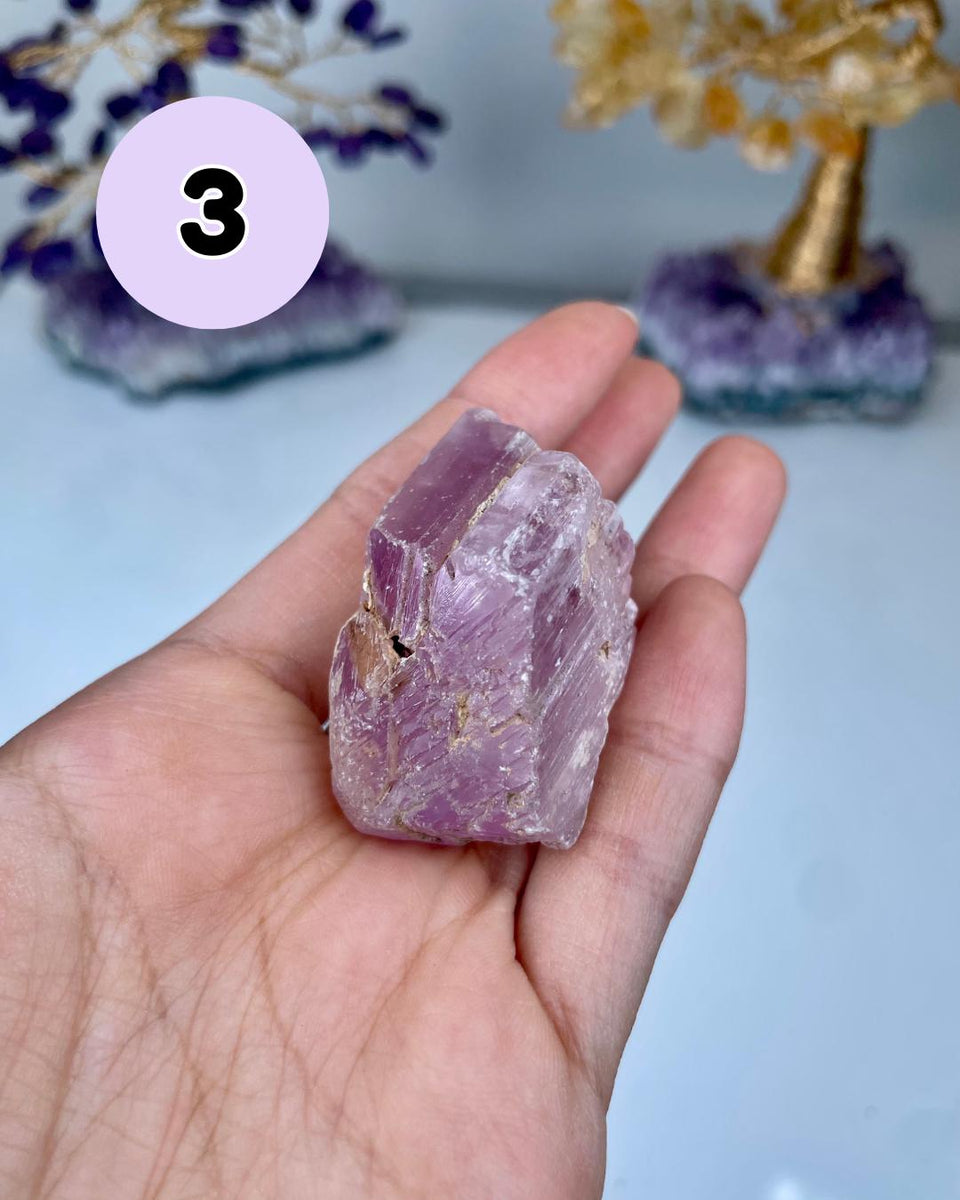 Etched Kunzite Crystal Specimen: Pink Healing Stone, Collector Mineral