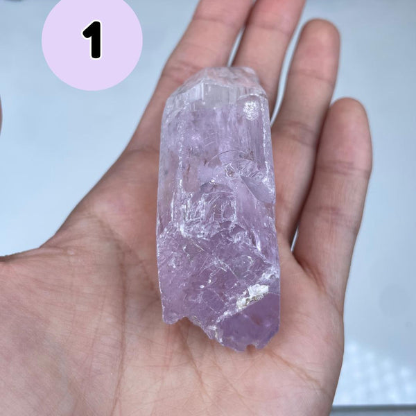Etched Kunzite Crystal Specimen: Pink Healing Stone, Collector Mineral