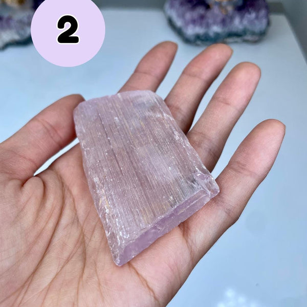 Etched Kunzite Crystal Specimen: Pink Healing Stone, Collector Mineral