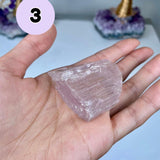 Etched Kunzite Crystal Specimen: Pink Healing Stone, Collector Mineral