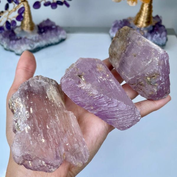 Etched Kunzite Crystal Specimen: Pink Healing Stone, Collector Mineral