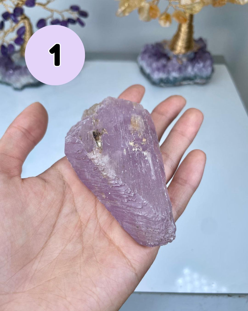 Etched Kunzite Crystal Specimen: Pink Healing Stone, Collector Mineral