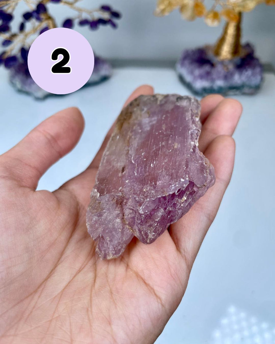 Etched Kunzite Crystal Specimen: Pink Healing Stone, Collector Mineral