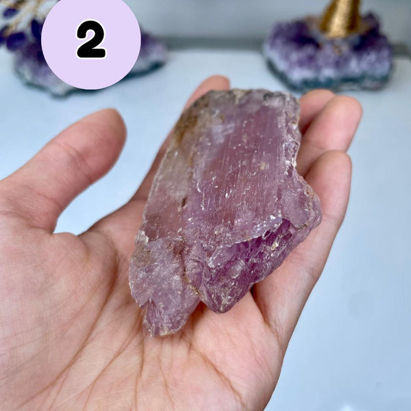 Etched Kunzite Crystal Specimen: Pink Healing Stone, Collector Mineral