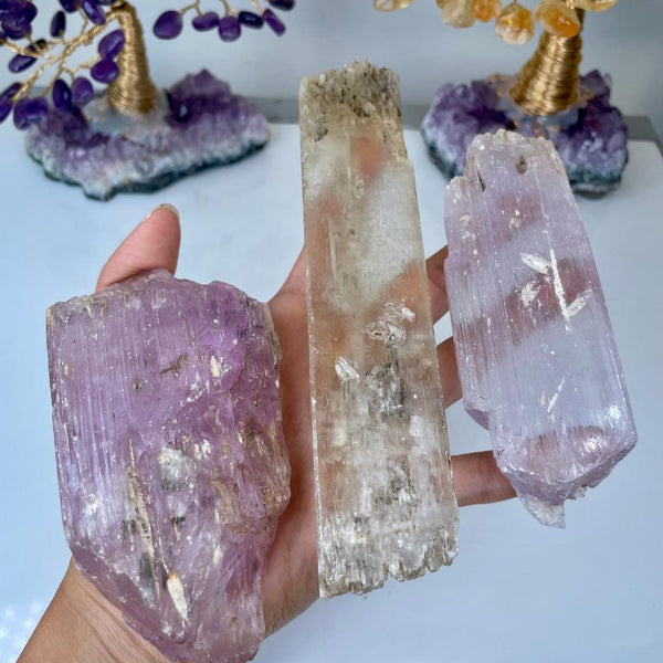 Etched Kunzite Crystal Specimen: Pink Healing Stone, Collector Mineral