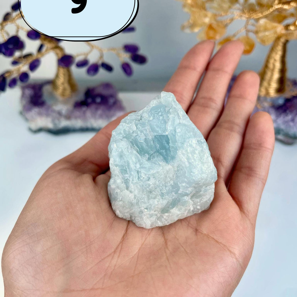 Raw Aquamarine Crystal: Natural Blue Beryl Stone for Calming Energy