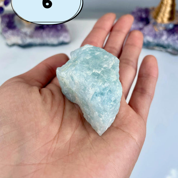 Raw Aquamarine Crystal: Natural Blue Beryl Stone for Calming Energy